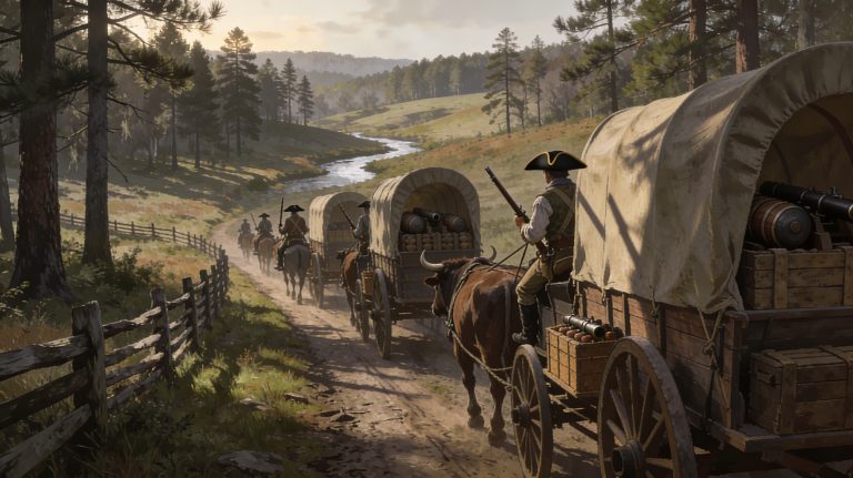 wagons carrying powder and lead