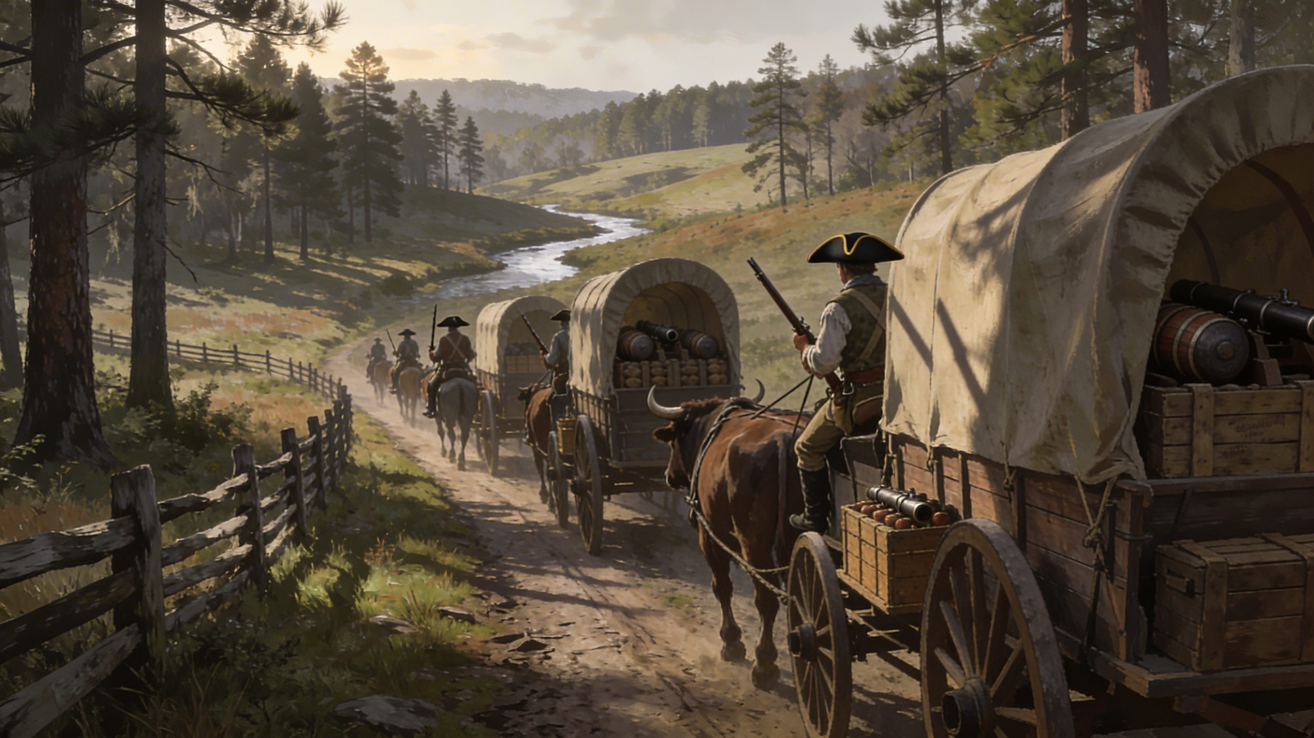 wagons carrying powder and lead